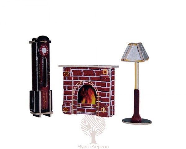Часы, лампа и камин (цветные), арт.: PC009